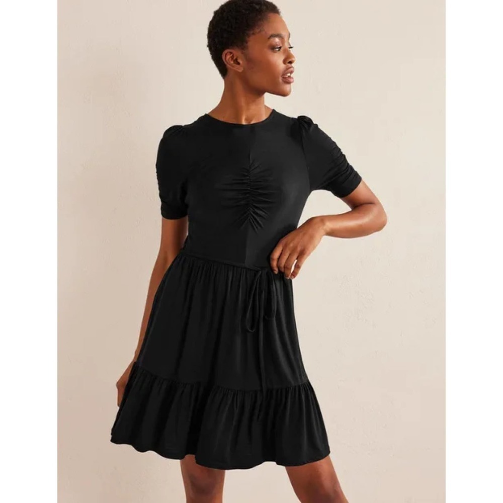 Boden Black Ruched Bust Jersey Mini Dress Size 8